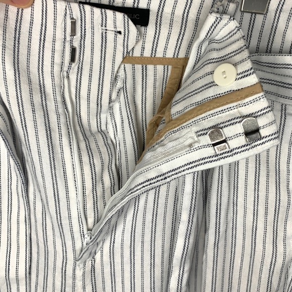 BANANA Republic Linen Pinstripe Tie Front High Rise White Pants Women's Size 8 - Picture 4 of 10